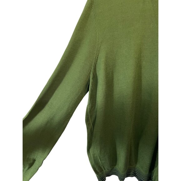 Ted Baker Mens Green Crewneck Sweater With Button Detail Size 6 Cotton Blend Lon - Picture 2 of 10